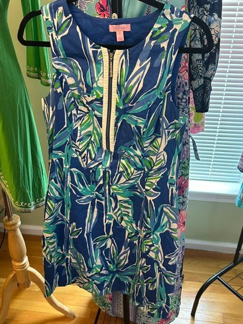 Lilly Pulitzer Penelope Shift Dress Blue Crush Bamboom Size 12 EUC